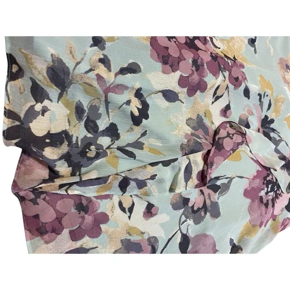 Lauren Ralph Lauren Floral Ruffle Georgette Dress Black Label Sz 8 Green Purple - Picture 6 of 10